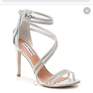Strapped silver STEVE Madden heels